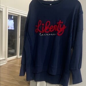 Liberty Navy Blue Sweater with Red Accents